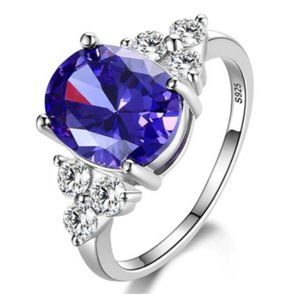 925 Sterling Silver, Mysterious Purple Zircon Ring